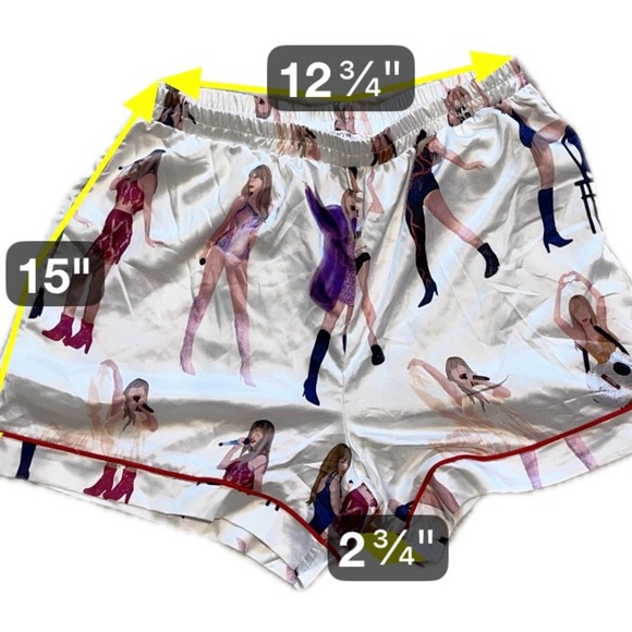 Taylor Swift Satin Pajama Shorts Swiftie Inspired Sleepover Girlycore Medium - Picture 2 of 11